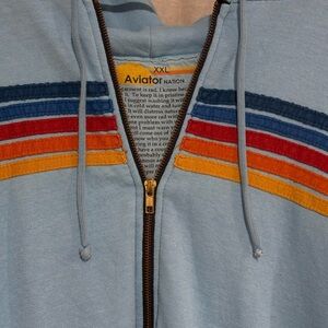 Aviator Nation Unisex Blue Sweater with Multicolor Stripes